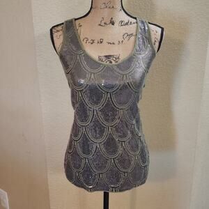 Charlotte Russe moss green sequined tank top size XS‎